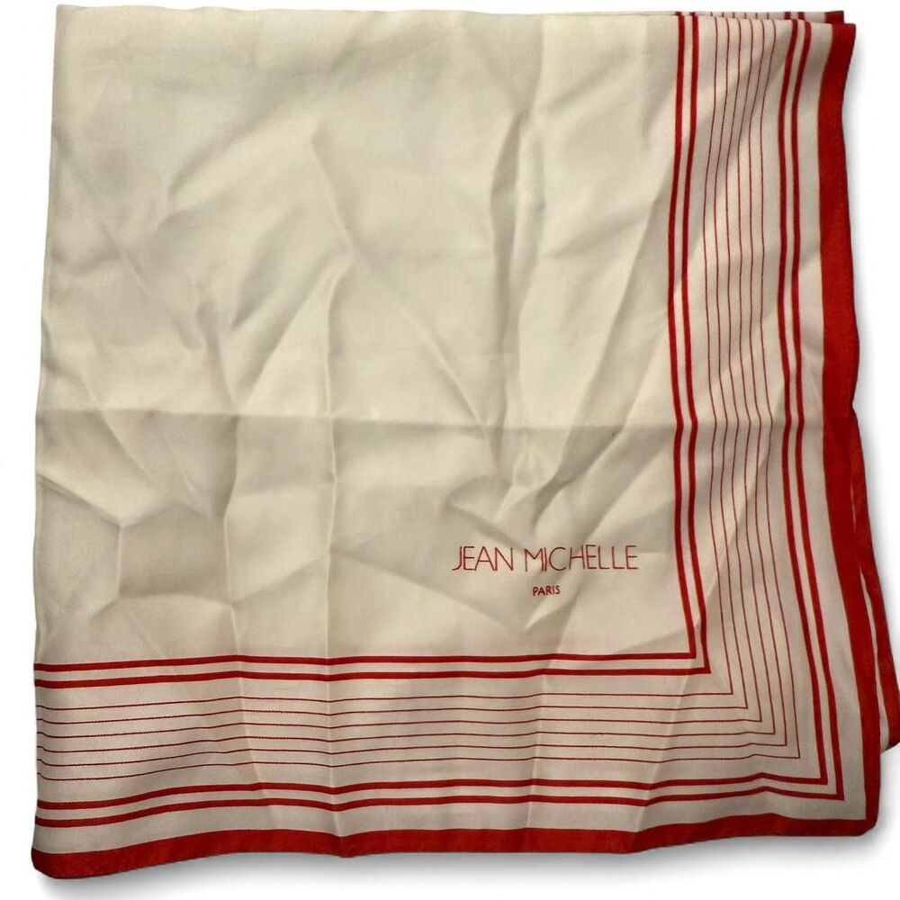 Jean Michelle Paris Red and white striped scarf - Picture 2 of 4